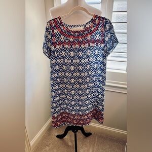 THML Short Sleeve Blue and White Dress